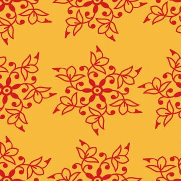 Seamless floral pattern in damask / baroque style. beautiful design in yellow Stock Illustration