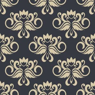 Seamless floral pattern in damask style Stock Illustration