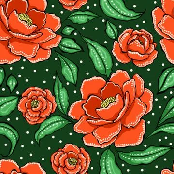 Seamless floral pattern with decorative peony Stock-Illustration
