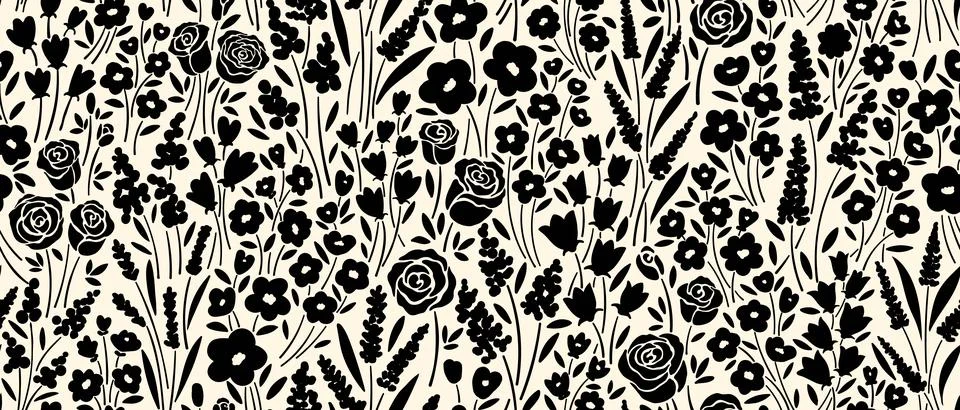 Seamless floral pattern with delicate ditsy cream flowers and tiny leaves Stockillustratie