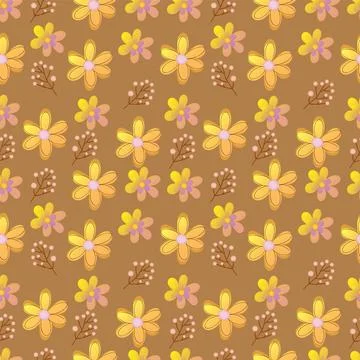 A seamless floral pattern of delicate flowers with pink centers Stock Illustration