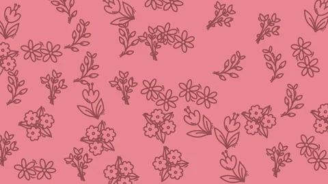 Seamless Floral Pattern with Delicate Hand-Drawn Flowers and Leaves on a So.. Stock Footage 319217657