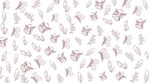 Seamless floral pattern with delicate hand-drawn leaves and blossoms for cr.. Stock Footage 331733043