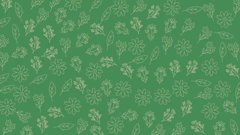 Seamless floral pattern with delicate leaf and blossom outlines in soft green Stock Footage 321640881