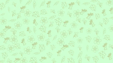 Seamless floral pattern with delicate leaves and blossoms in pastel green 스톡 동영상 331230642