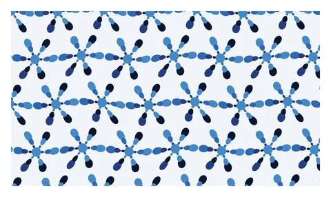 Seamless floral pattern design with blue flower shapes on soft white light .. Stock Illustration