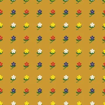 Seamless floral pattern design in brown background. Stock Illustration