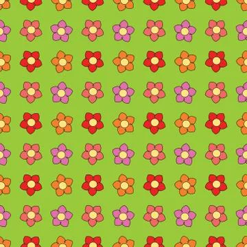 Seamless floral pattern design on green background. Stock Illustration