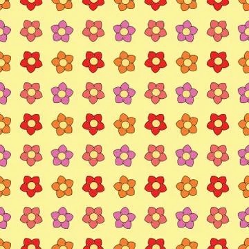 Seamless floral pattern design on soft orange background. Stock Illustration