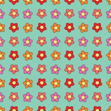 Seamless floral pattern design on turquoise background. Stock-Illustration