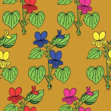 Seamless floral pattern design on white background. Stock Illustration