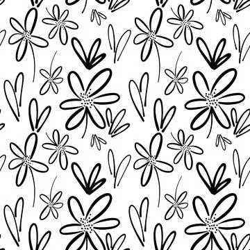 Seamless floral pattern element vector shape doodle plant abstract texture .. Stock Illustration