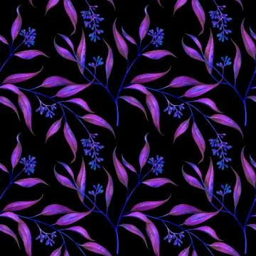 Seamless floral pattern with eucalyptus branches. Watercolor illustration. Stock Illustration