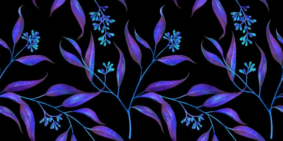 Seamless floral pattern with eucalyptus branches. Watercolor illustration. Illustrazione stock