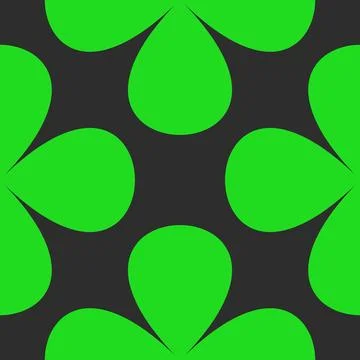 Seamless floral pattern featuring bold green clover shapes and petals. High q Stock Illustration