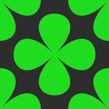Seamless floral pattern featuring bold green clover shapes and petals. High q Stock Illustration