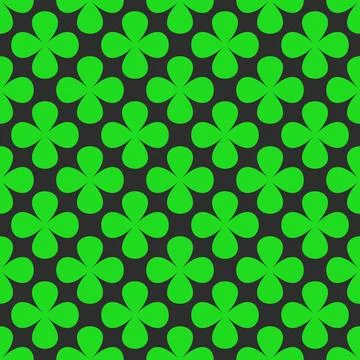 Seamless floral pattern featuring bold green clover shapes and petals. High q Stock Illustration