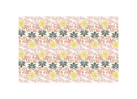 Seamless floral pattern featuring delicate flowers, detailed foliage Stock Illustration