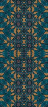 Seamless floral pattern featuring teal and gold petals for fabric design. Stock Illustration