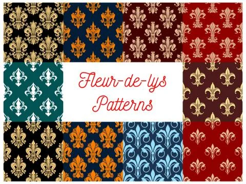 Seamless floral pattern fleur-de-lis lily flower 스톡 일러스트