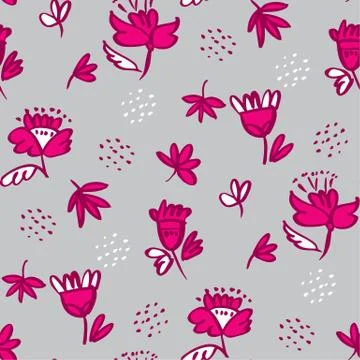 Seamless floral pattern with flowers and leaves Stock Illustration