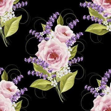 Seamless floral pattern with flowers Stock Illustration