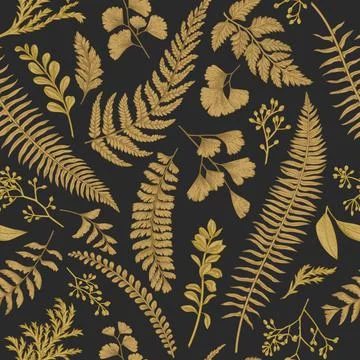 Seamless floral pattern. Gold. Illustrazione stock