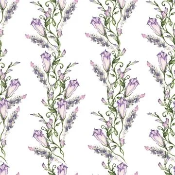Seamless floral pattern, gorgeous nasturtium, painted hands-free brush, water Stock-Illustration