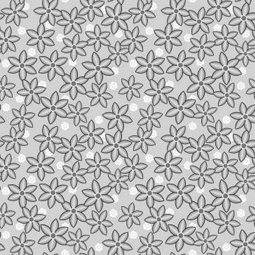 Seamless Floral Pattern Grayscale Stock Illustration