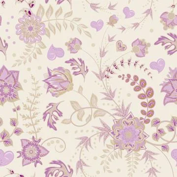 Seamless floral pattern. Hand draw vector Illustration. Seamless background with Stock Illustration