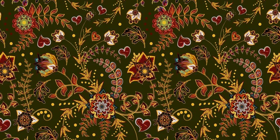 Seamless floral pattern. Hand draw vector Illustration. Seamless background with Stockillustratie