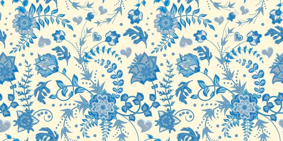 Seamless floral pattern. Hand draw vector Illustration. Seamless background with Illustrazione stock