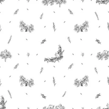 Seamless floral pattern. Hand drawn vector Vintage floral background. Sketch  Illustrazione stock
