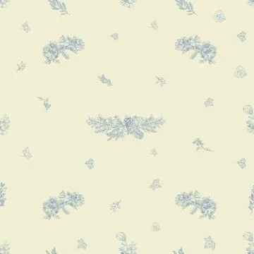 Seamless floral pattern. Hand drawn vector Vintage floral background. Sketch  Stock Illustration