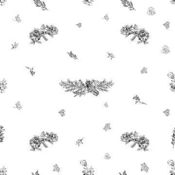 Seamless floral pattern. Hand drawn vector Vintage floral background. Sketch  Stock Illustration