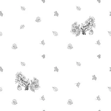 Seamless floral pattern. Hand drawn vector Vintage floral background. Sketch  스톡 일러스트