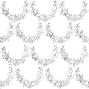Seamless floral pattern. Hand drawn illustration for fabric, wrapping, prints Stock Illustration