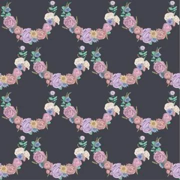 Seamless floral pattern. Hand drawn illustration for fabric, wrapping, prints Stock Illustration