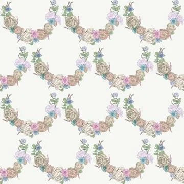 Seamless floral pattern. Hand drawn illustration for fabric, wrapping, prints Stock Illustration
