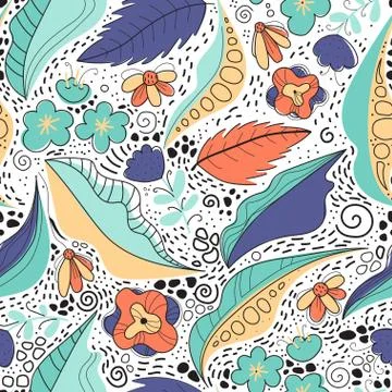 Seamless floral pattern. With hand drawn elements Stock Illustration