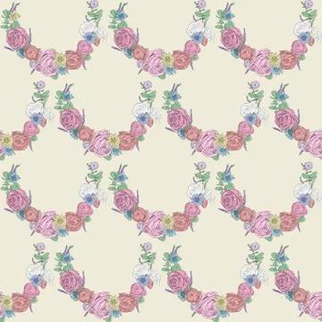 Seamless floral pattern. Hand drawn illustration for fabric, wrapping, prints Stock-Illustration