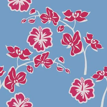 Seamless floral pattern Hand drawn large flower buds Stock Illustration