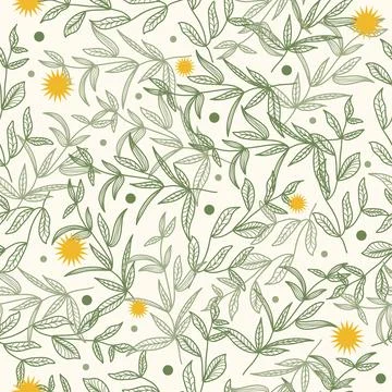 Seamless Floral Pattern with Hand Drawn Style Stock Illustration