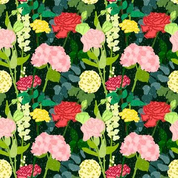 Seamless floral pattern hand-drawn Stock Illustration