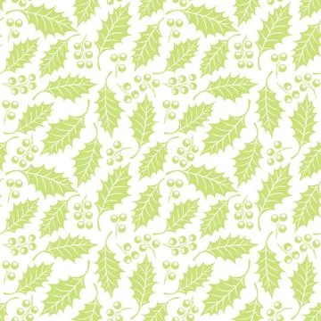 Seamless floral pattern with holly Stock Illustration