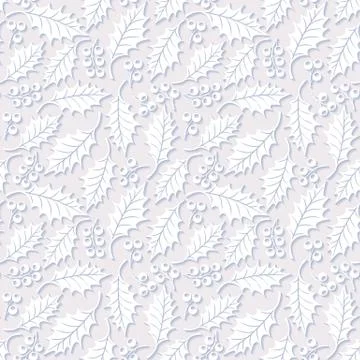 Seamless floral pattern with holly Stock Illustration