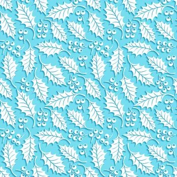 Seamless floral pattern with holly Stock Illustration
