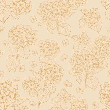 Seamless floral pattern with Hydrangea. Vector illustration. Illustrazione stock