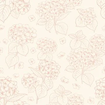 Seamless floral pattern with Hydrangea. Vector illustration. Stock Illustration