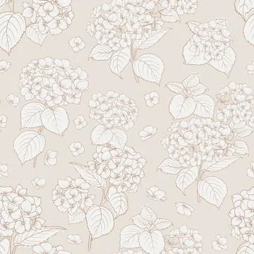 Seamless floral pattern with Hydrangea. Vector illustration. Stockillustratie